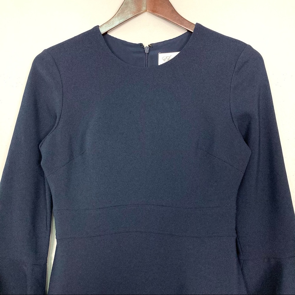 Eliza J Bell Sleeve Fit & Flare Dress Women’s Size 2 Knit Ruffled Peplum Hem - Picture 4 of 9